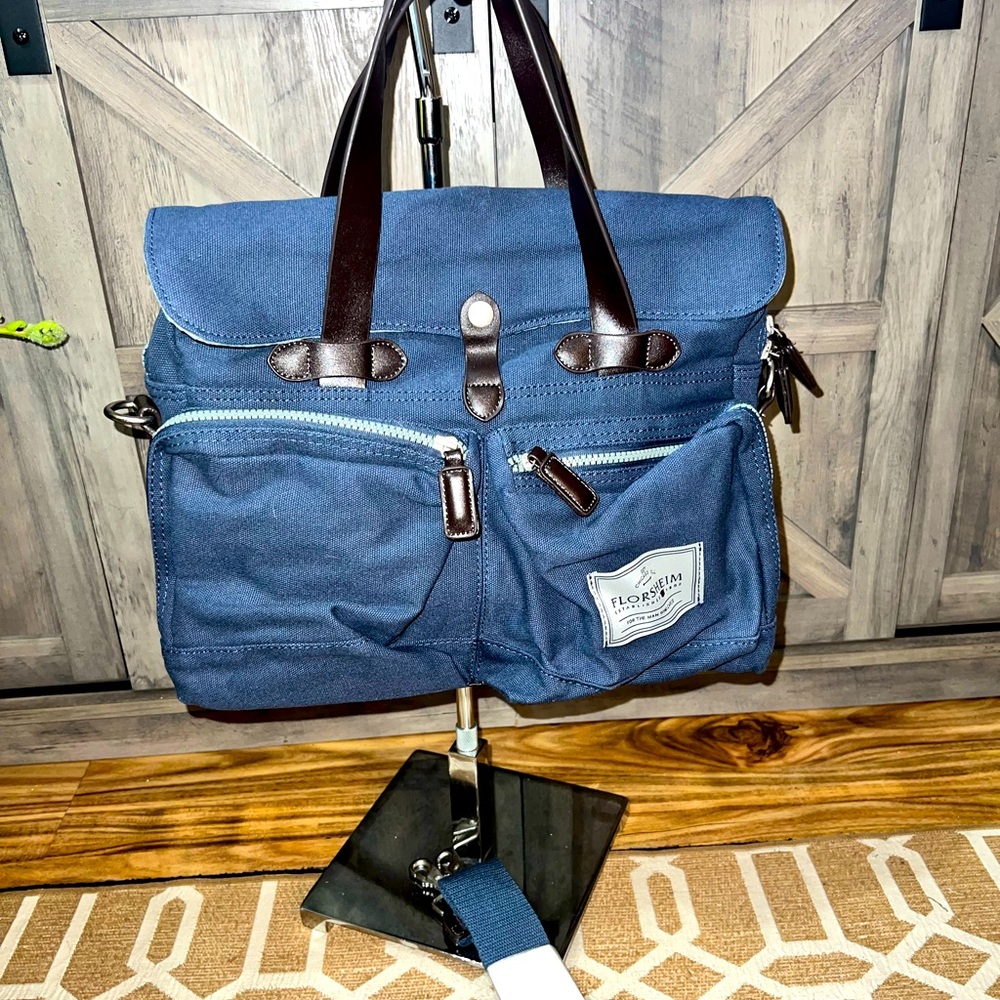 Florsheim Messenger Crossbody Briefcase Bag  Blue New Mens Laptop